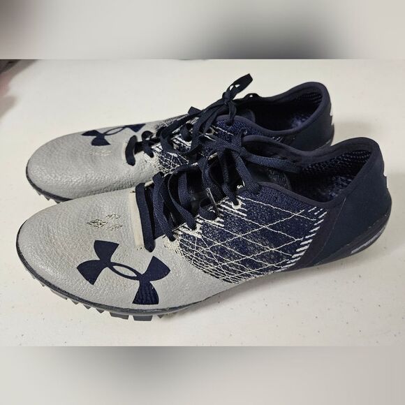 Under Armour Shoes Speedform Racing Track Spikes Cleats Men's 7.5 Navy White EUC - Picture 1 of 11